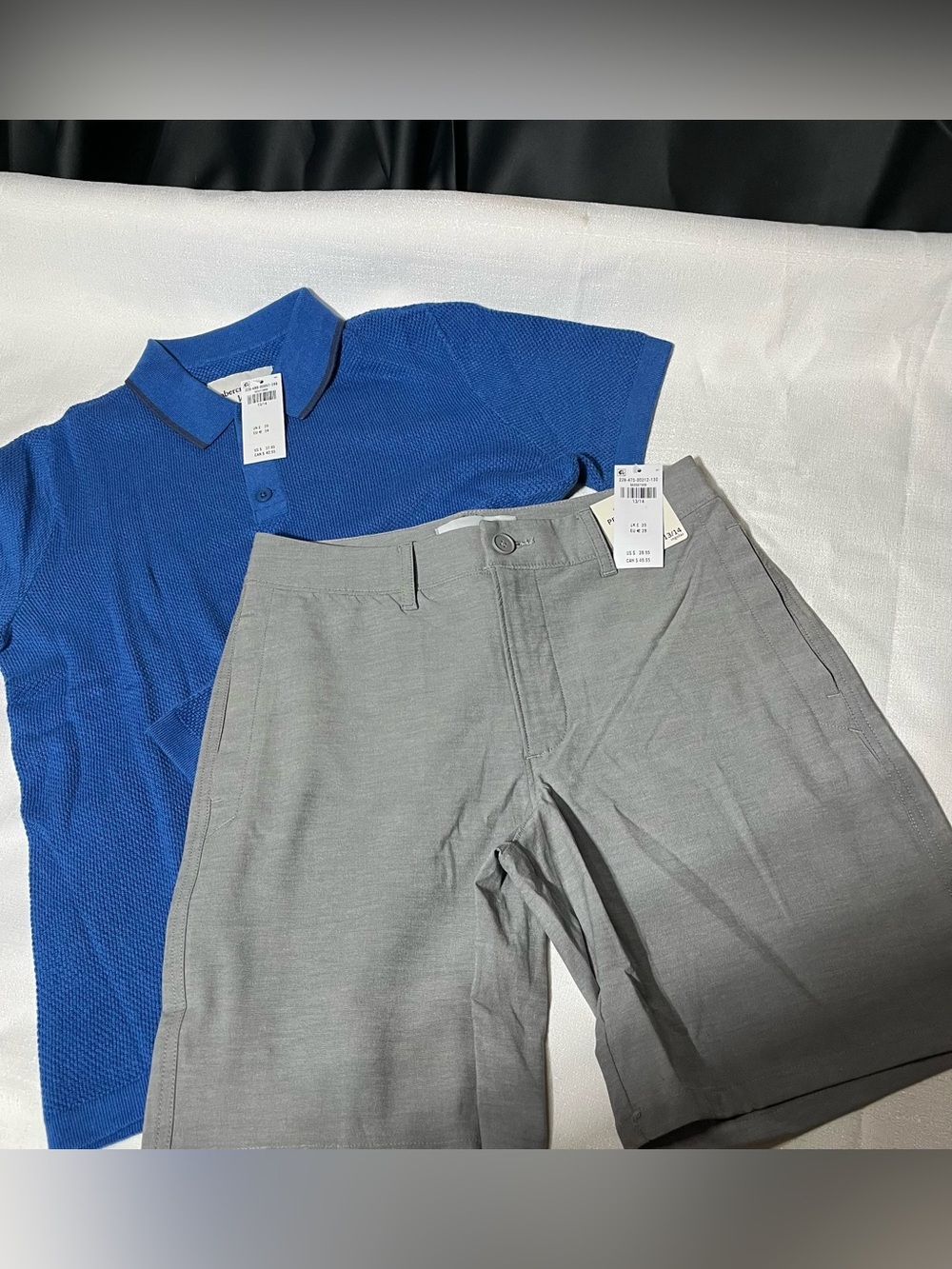 Abercrombie Royal Blue Polo and Light Gray Shorts Set